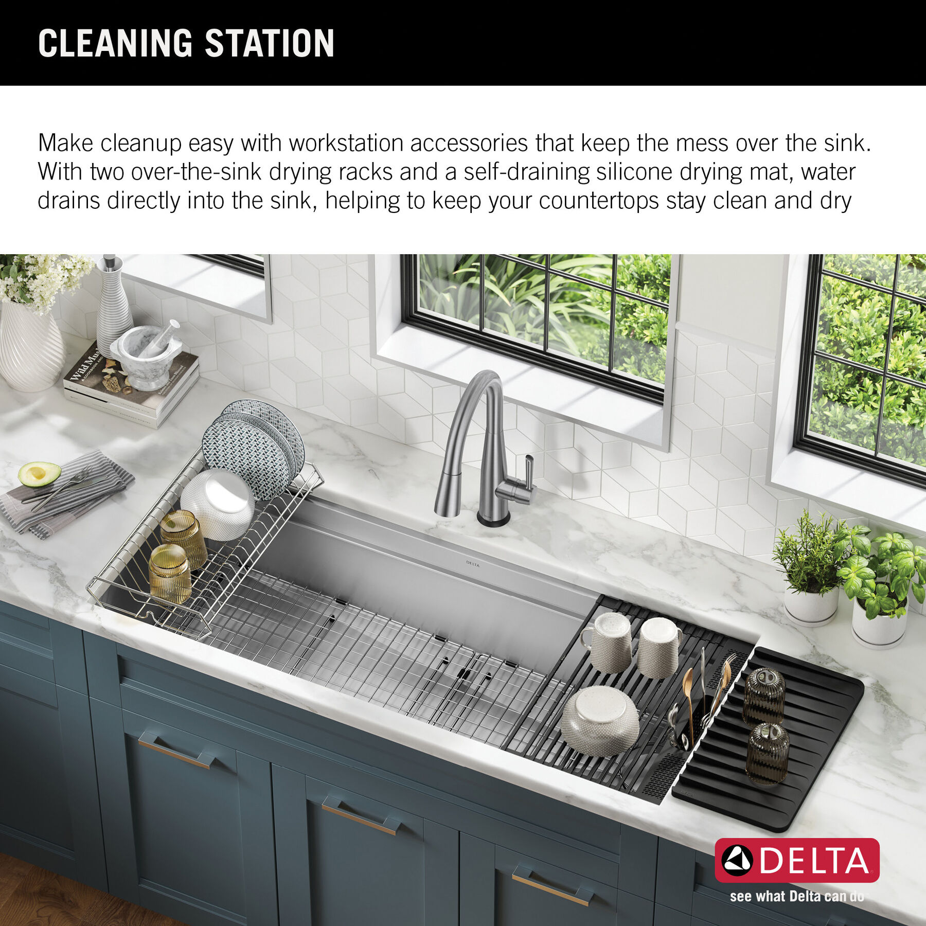45” Workstation Undermount Single Bowl 16 Gauge Stainless Steel Kitchen Sink with 2-Tier WorkFlow™ Ledge and Accessories, image 10
